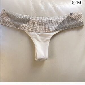 ****ISO***Pilyq Beaded Bikini Bottom in Cream and Silver